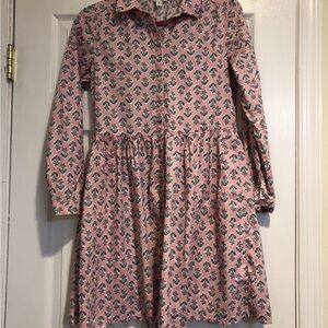 J. Crew Pink Floral Button-Front Cotton Dress